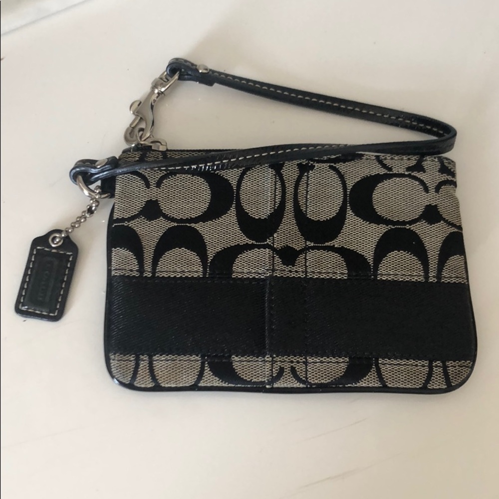 COACH Signature small wristlet in black and khaki